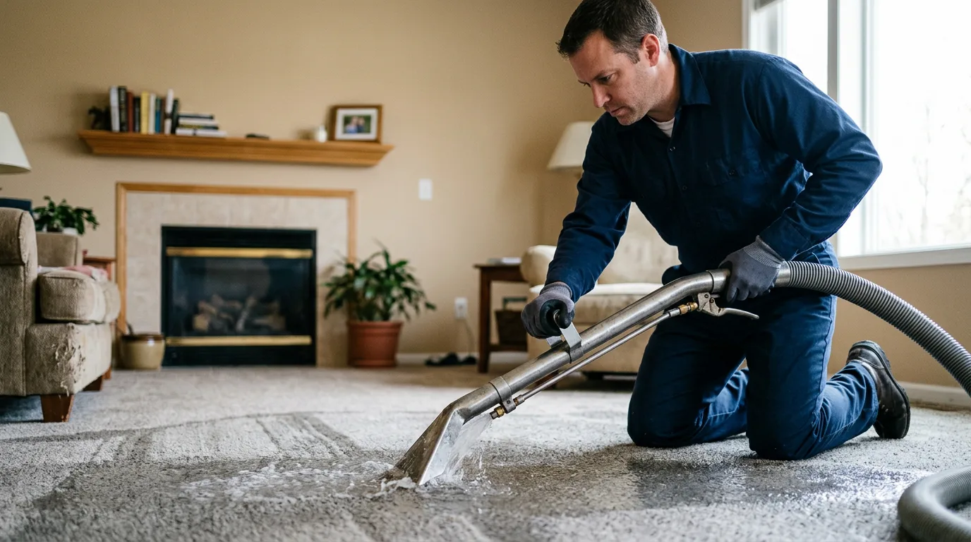 Water damage restoration technician working near Sheffield, AL